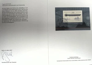 Bund -  Block 69,  Luftschiff LZ 127 Graf Zeppelin - Ministerkarte - RRR - Bild 1 von 1