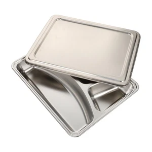  Plates with Sections Divided Dishes Compartment for Dinner Stainless Steel - Picture 1 of 12