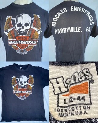 CAMISA DE MOTOCICLISTA CALAVERA ALAS ÁGUILA HARLEY DAVIDSON BLOQUEADOR AÑOS 70 DE COLECCIÓN Foto 1 de 4