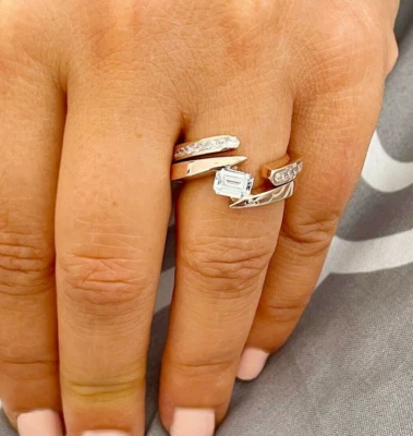 IGI Certified 14k Solid Rose Gold Emerald Diamond Engagement Ring And Band 2.00 - Image 1 of 4