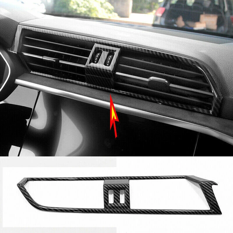 Cubierta de ventilación de salida de aire central interior de fibra de carbono para Audi Q3 2019~2023 Foto 1 de 4