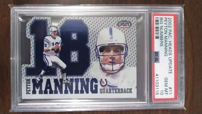 2002 Pacific Heads Update Big Numbers #11 Peyton Manning PSA 10 Gem Mint Pop. 5 - Image 1 of 2