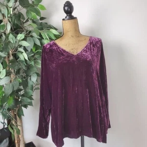 Eileen Fisher süß Pflaume Dolman Ärmel Seide Samt V-Ausschnitt Top Größe 2X Plus - Bild 1 von 12
