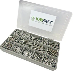 M4 FULLY THREADED BOLTS NUTS WASHERS SCREWS A2  STAINLESS 400 ASSORTED PIECE KIT - Picture 1 of 3