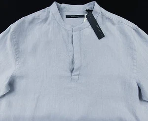 Men's PERRY ELLIS Light Blue Linen Open Neck Shirt Large L NWT NEW Awesome! - Picture 1 of 4