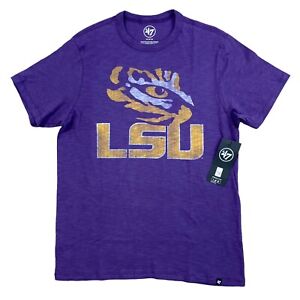 LSU Tigers NCAA ‘47 Brand Graphic T-Shirt Mens Medium Grape Purple Tiger Eye NTW