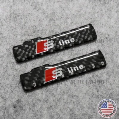 2x Audi Sport SLINE Fender Marker Logo Emblem Decal Badge Decorate Carbon Fiber - Image 1 of 4
