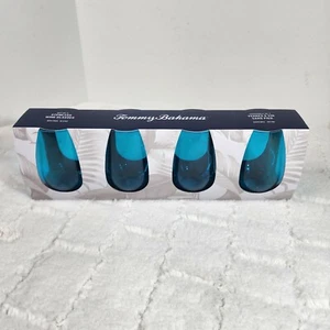 Tommy Bahama 4-PC SET Acrylic Stemless Wine Glasses Bra Free 16.9 oz/ 500ml Blue - Picture 1 of 11