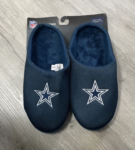 Dallas Cowboys  Slippers Mens Large 11-12 Plush Lined Slip On FOCO NFL Cover