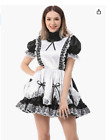 Adult Baby Sexy Girl Black and White Satin Girly Dress Cosplay Customization
