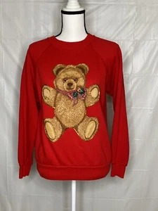 Vintage Sweatshirt Pannill by Hanes Women's Granny Christmas Bear Graphic Sz Med - Picture 1 of 4