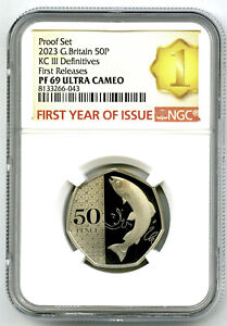 2023 GREAT BRITAIN 50P NGC PF69 UCAM PROOF ATLANTIC SALMON - FIRST YEAR ISSUE