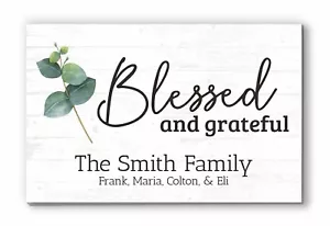 Customized "Blessed and Grateful" Personalized Rustic Family Sign Home Decor - Picture 1 of 4