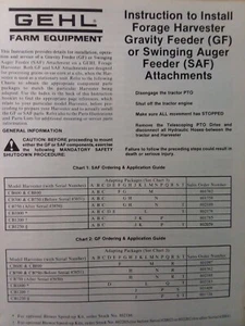 Gehl co. Agricultural Forage Harvester Gravity Feeder or Swinging Auger Manual - Bild 1 von 1