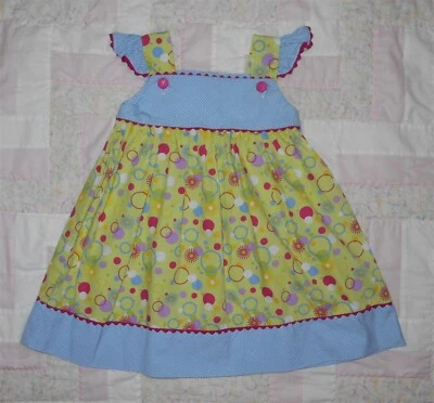 Vestido de verano Petit Ami 2013 sin mangas 12 M coloridos lunares, círculos y guinga usado en excelente estado Foto 1 de 4