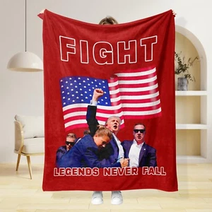 Trump Blanket Fight Fight Fight Donald Trump 2024 Fleece Blankets Best Gift - Picture 1 of 8