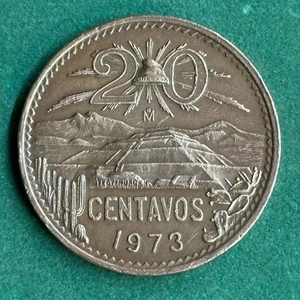 1973 MEXICO Bronze 20 Cents Mo KM # 440 Mule scarce - Picture 1 of 2