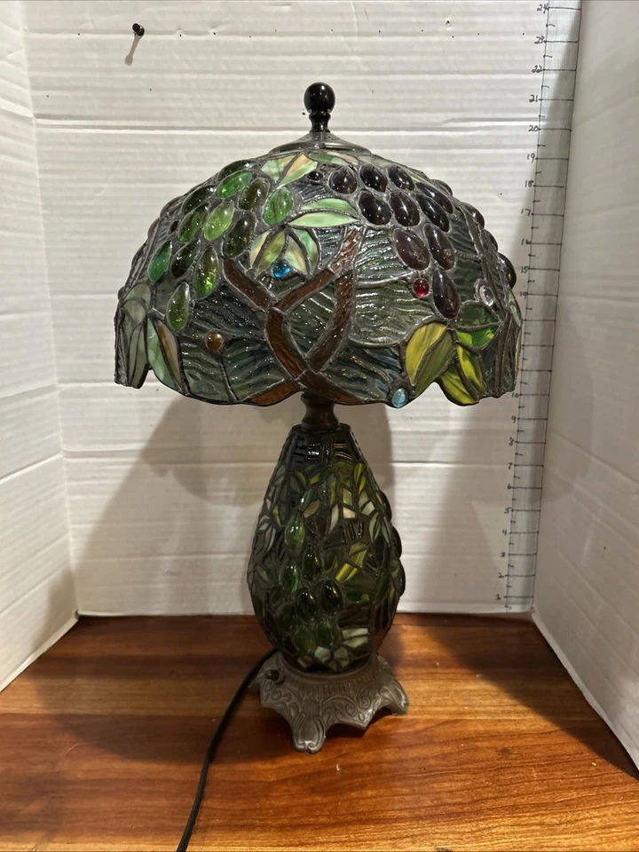 Stained Glass Table Desk Lamp Tiffany Style  Double Light Victorian 20" tall - Image 1 of 4