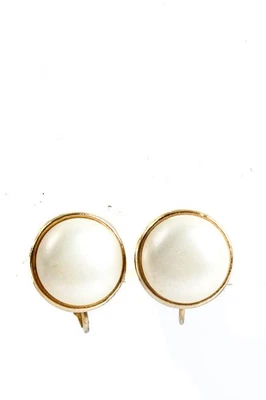 Pendientes de clip de perlas Mabe de imitación tono dorado vintage Marvella para mujer Foto 1 de 4