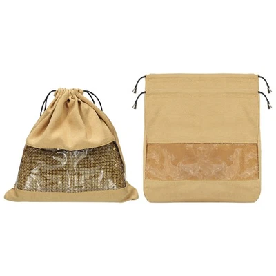 Paquete de 3 bolsas antipolvo 11,42"x11,42" cubiertas bolsas de almacenamiento con ventana, café Foto 1 de 4