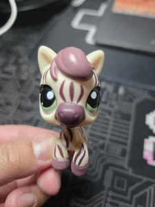 Littlest Pet Shop Authentic # 1490 Cream Purple Stripes Zebra Green Eyes - Picture 1 of 4
