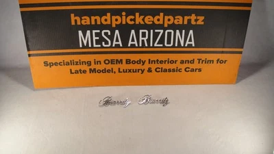 1985-1993 CADILLAC ELDORADO BIARRITZ SCRIPT SILVER SAIL PANEL EMBLEM SET - 2 PC - Image 1 of 4