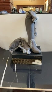 $159 Charles David Over the Knee Holiday Boot Slate Gray Faux Fur PomPoms NIB - Picture 1 of 3