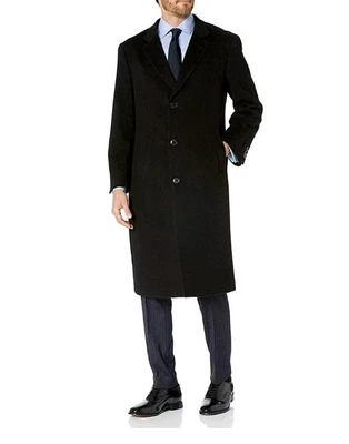 Hart Schaffner Marx Men's Black Classic Fit Wool Cashmere Top Coat Big&Tall 44" - Image 1 of 4