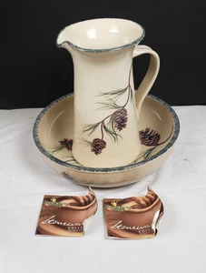 Vintage Home and Garden Party Stoneware Pitcher and Basin Northwoods 2005 - Picture 1 of 12