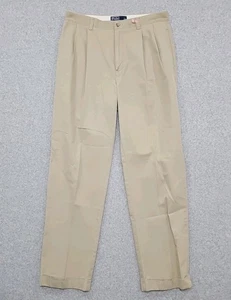 Pantalones chinos plisados Hammond Polo Ralph Lauren de colección para hombre talla 33x32 puño dobladillo - Imagen 1 de 10
