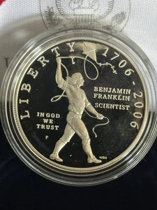 2006-P Proof Benjamin Franklin Scientist Commemorative Proof Silver Dollar&Box - Picture 1 of 4