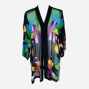 Drapers And Damons 100% Seda Gasa Kimono Missy Talla Única Abierto Colorido - Imagen 1 de 13