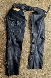 Schott Perfecto vintage taille grand noir 100% cuir chaps équitation motard moto - Photo 1/5