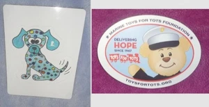 2 Fridge Magnet St Jude's Childrens Hosp BLUE DOG Art 4.5" Toys for Tots 5" Card - Picture 1 of 5
