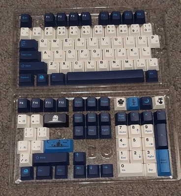 Juego de teclas mecánicas KeyChron azul medianoche blanco estilo japonés con llaves adicionales Foto 1 de 4