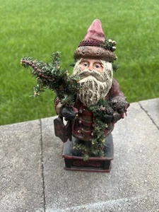 Santa Figurine by Deborah Graham 11.5 inch tall Santa, Sleigh, Tree and Teddy D1 - Picture 1 of 2