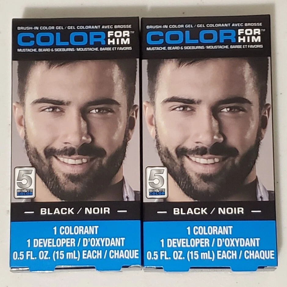 SET OF 2 Color For Him Mens Facial Hair Dye Black Mustache Beard Brush In - Image 1 of 1