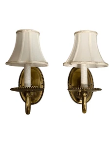 Coppia Applique da Parete Hinkley Lighting Cambridge 10 Pollici Ottone Massello con Paralume - Foto 1 di 6
