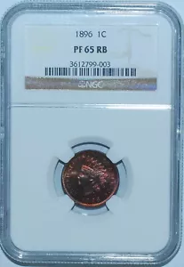 1896 NGC PR65RB Red and Brown Indian Cent Proof Strike - Picture 1 of 2