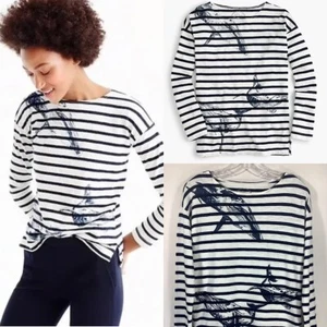 Camiseta de ballena relajada a rayas J.Crew XXS Wildlife Conservation Society nueva sin etiquetas G3113 - Imagen 1 de 12