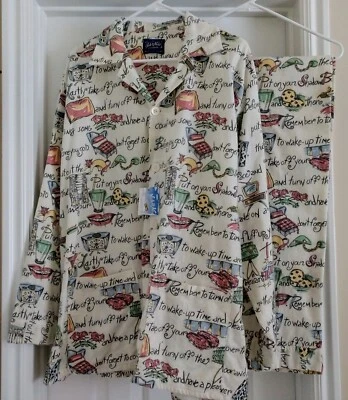 Juego de pijama de franela Nick and Nora nuevo con etiquetas raro 100 % algodón franela "Bed Time Story"  Foto 1 de 4