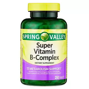 Spring Valley Super Vitamin B-Complex Dietary Supplement Tablets, 250 Count - Picture 1 of 10