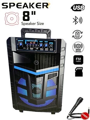 KARAOKE CASSA PORTATILE BLUETOOTH CON MICROFONO TELECOMANDO USB MICRO SD MP3 FM - Immagine 1 di 4