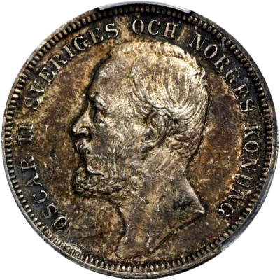 1890 Sweden 1 Krona, PCGS AU 58, Scarce Date - Image 1 of 3