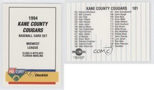 1994 Fleer ProCards Minor League Checklist Kane County Cougars Checklist #181