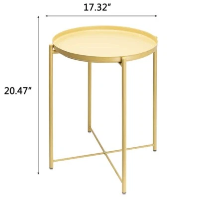 Mesa auxiliar de centro de metal sofá mesa auxiliar con 1/2 bandeja redonda extraíble antioxidante  Foto 1 de 4