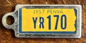 Disabled Veterans Mini License Plate YR170 Key Chain Ring PENNSYLVANIA 1957 - Picture 1 of 3