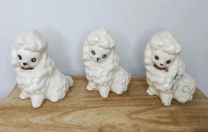 Josef Originals Vintage Trio of Poodles 3 White Ceramic Dog Figurines DAMAGED - Picture 1 of 9