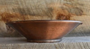 7 3/4” VTG Copper Bowl Handcraft by Arrow Metal New York Deer Pinecone Rose Star - Picture 1 of 12