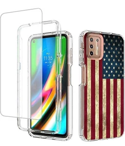 Flag Case For Moto G9 Plus XT2087-1 6.81” With Tempered Glass Screen Protector - Picture 1 of 9
